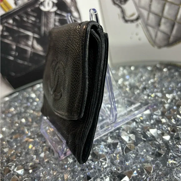 Chanel IMPERFECT CC compact bifold wallet in black caviar leather GUC - Picture 6 of 12